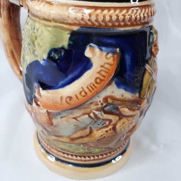 VTG Weidmann's German Beer Stein Markings 5239 Germany 6 5/8" With Pewter Lid - Picture 2 of 13